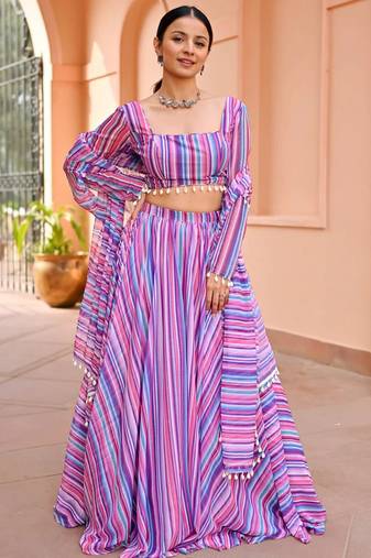 Georgete Geomatric Printed SemiStitched Lehenga choli