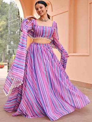 Georgete Geomatric Printed SemiStitched Lehenga choli 3
