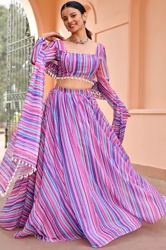 Georgete Geomatric Printed SemiStitched Lehenga choli