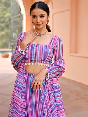 Georgete Geomatric Printed SemiStitched Lehenga choli 4