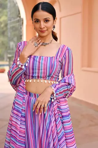 Georgete Geomatric Printed SemiStitched Lehenga choli
