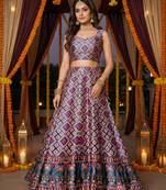 Ikkat Patola Print SemiStitched Satin Crop-Top choli