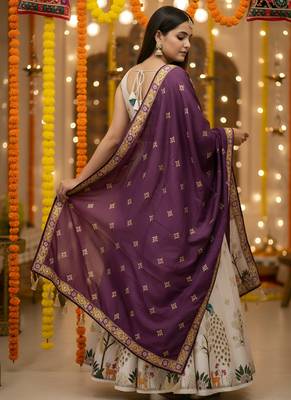 Navratri Ajarakh Print Rayon Semi Stitched Lehenga Choli & Unstitched Blouse With Dupatta 4