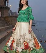 Panihari Pichwai Print SemiStitched Satin Crop-Top choli