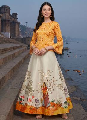 Panihari Pichwai Print SemiStitched Satin Crop-Top choli 1