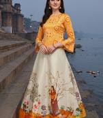 Panihari Pichwai Print SemiStitched Satin Crop-Top choli