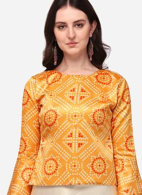 Panihari Pichwai Print SemiStitched Satin Crop-Top choli 3