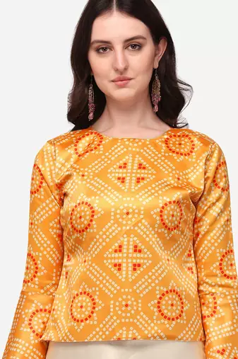 Panihari Pichwai Print SemiStitched Satin Crop-Top choli