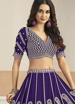 Purple Faux Georgette Embroidered Lehenga Choli 2