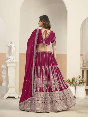 Rani Pink Faux Georgette Embroidered Lehenga Choli 3