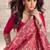 Pink embroidered work ethnic gown with dupatta