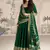 Green embroidered work ethnic gown with dupatta