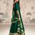 Green embroidered work ethnic gown with dupatta
