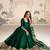 Green embroidered work ethnic gown with dupatta
