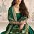 Green embroidered work ethnic gown with dupatta