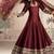 Maroon embroidered work ethnic gown with dupatta