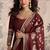 Maroon embroidered work ethnic gown with dupatta