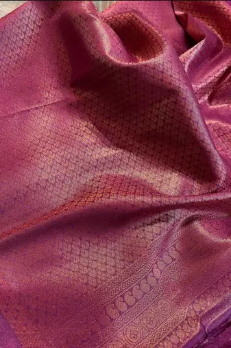 sjy blue pink silk blend banarasi saree with unstitched blouse piece