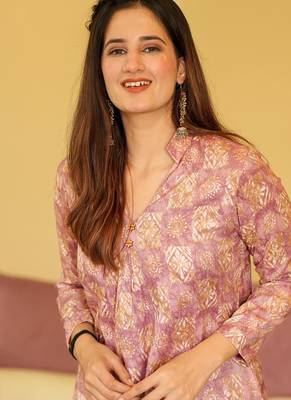 Coral muslin digital print designer kurti pant 3