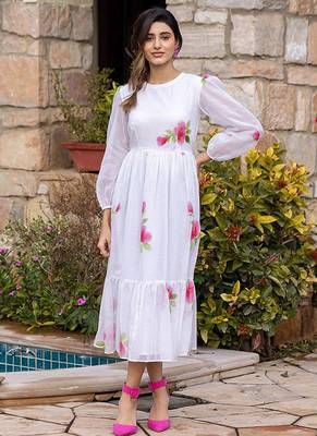 Off white rayon kota checks digital print kurti 1