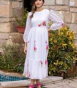 Off white rayon kota checks digital print kurti
