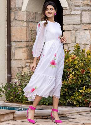 Off white rayon kota checks digital print kurti 3
