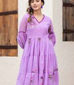 Lavender  rayon kota checks digital print kurti