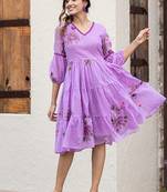 Lavender  rayon kota checks digital print kurti