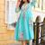 Sky blue rayon kota checks digital print kurti