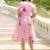 Light pink rayon kota checks digital print kurti