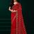 Red thread work net party wear saree with velvet blouse