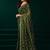Green thread work net party wear saree with velvet blouse