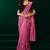 Pink thread work net party wear saree with velvet blouse
