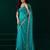 Turquoise thread work net party wear saree with velvet blouse