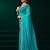 Turquoise thread work net party wear saree with velvet blouse
