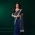 Blue thread work net party wear saree with velvet blouse