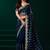 Blue thread work net party wear saree with velvet blouse