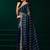 Blue thread work net party wear saree with velvet blouse