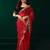 Red thread work net party wear saree with velvet blouse