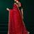 Red thread work net party wear saree with velvet blouse