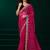 Pink thread work net party wear saree with velvet blouse