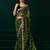 Green thread work net party wear saree with velvet blouse