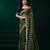Green thread work net party wear saree with velvet blouse