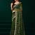 Green thread work net party wear saree with velvet blouse