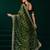 Green thread work net party wear saree with velvet blouse