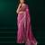 Pink thread work net party wear saree with velvet blouse