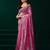 Pink thread work net party wear saree with velvet blouse