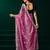 Pink thread work net party wear saree with velvet blouse