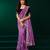 Purple thread work net party wear saree with velvet blouse