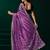 Purple thread work net party wear saree with velvet blouse